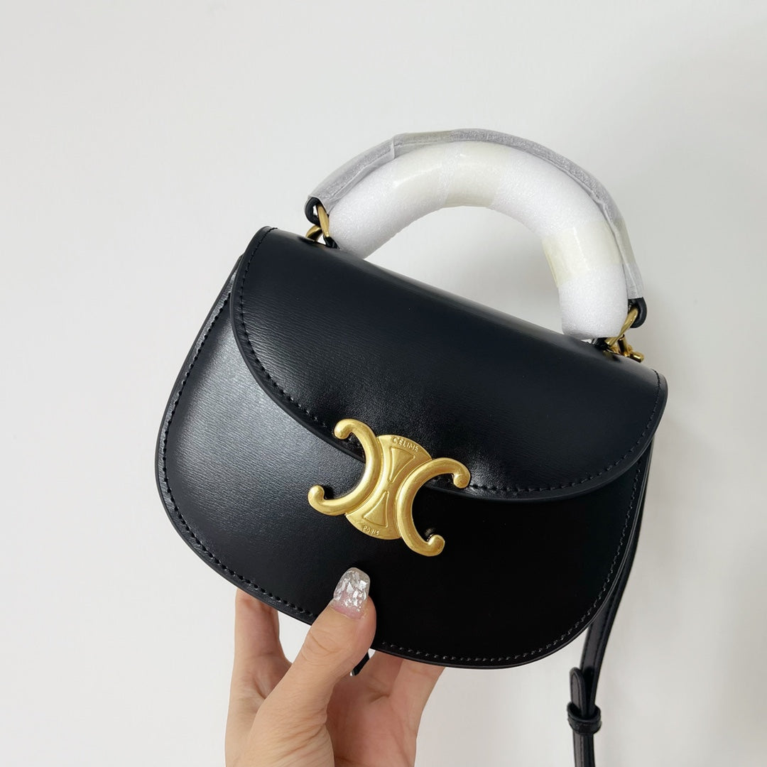 BESACE TRIPHOME 17 CUIR DE VEAU NOIR