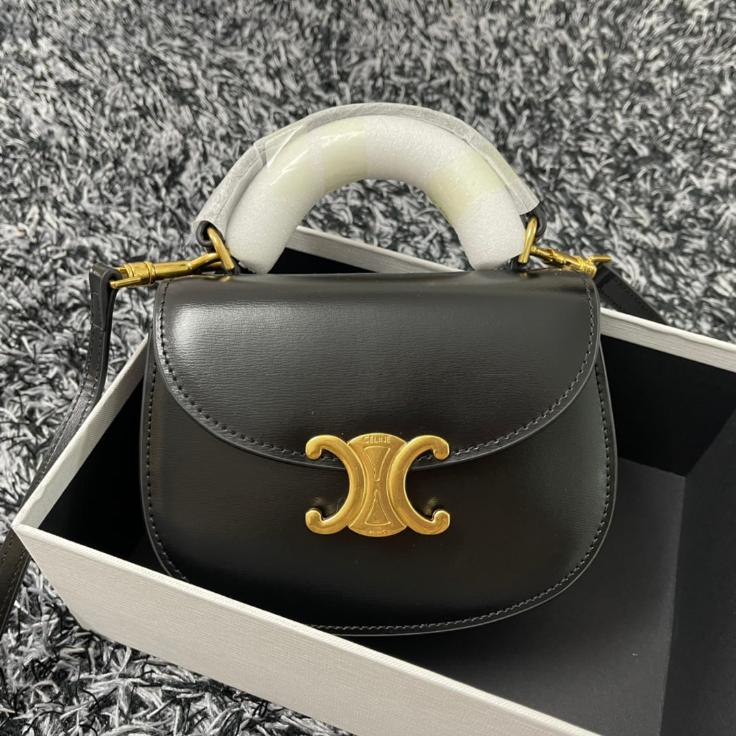 BESACE TRIPHOME 17 CUIR DE VEAU NOIR