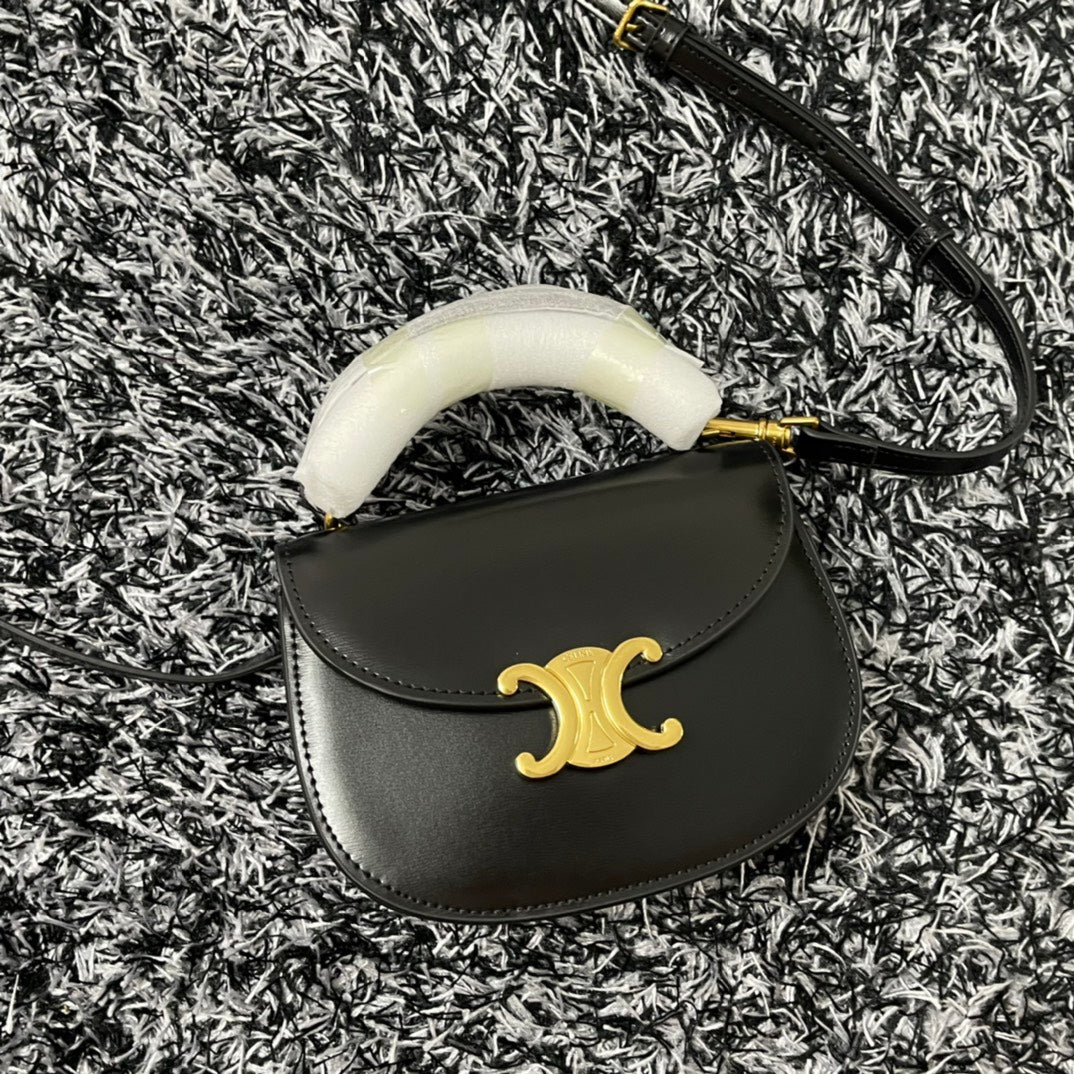BESACE TRIPHOME 17 CUIR DE VEAU NOIR