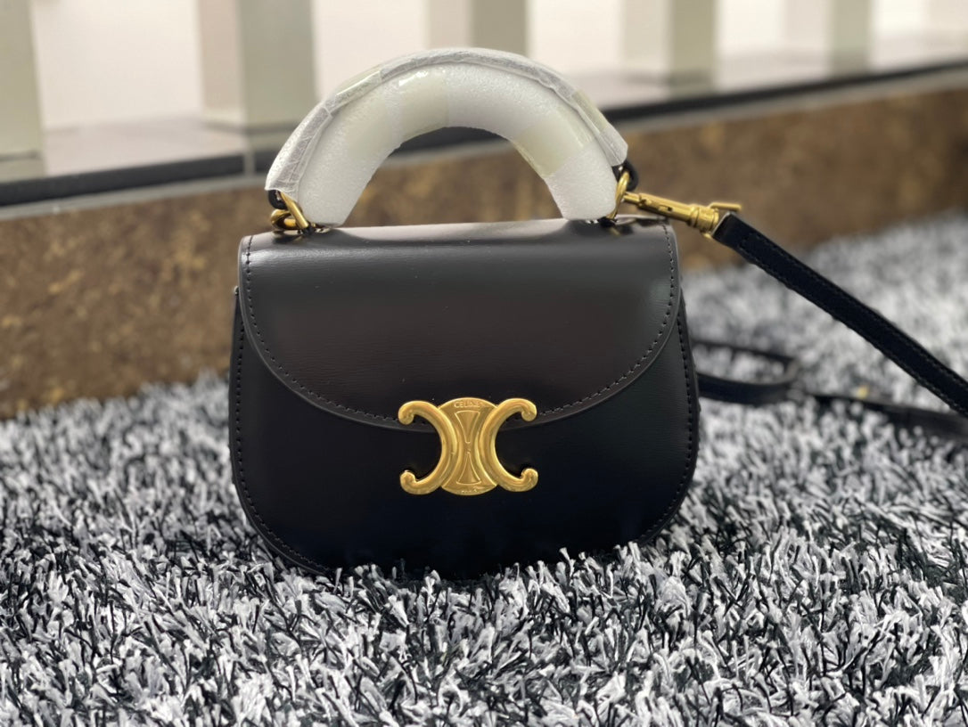 BESACE TRIPHOME 17 CUIR DE VEAU NOIR