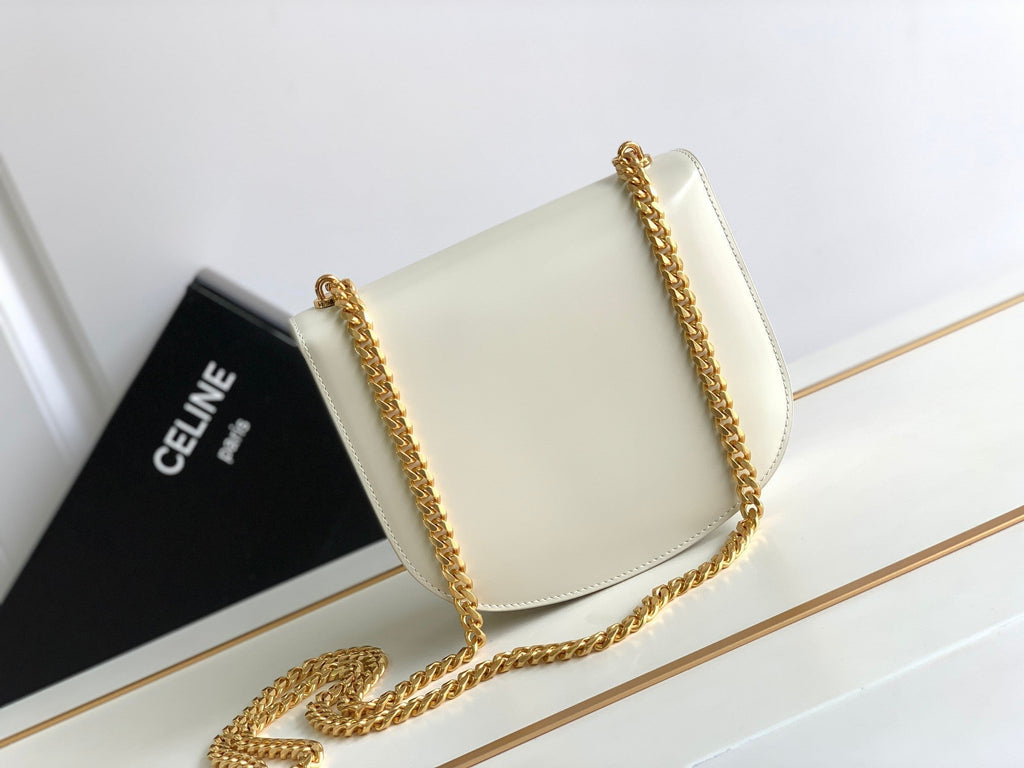 TEEN BESACE TRIOMPHE 18.5 WHITE CALFSKIN WITH CHAIN