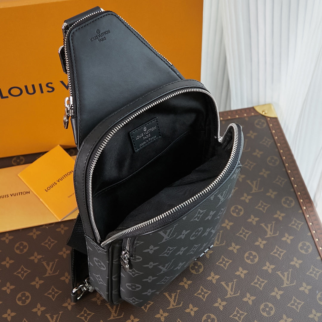 SAC À BANDOULIÈRE AVENUE 31 EN TOILE ÉCLIPSE MONOGRAMME NOIRE
