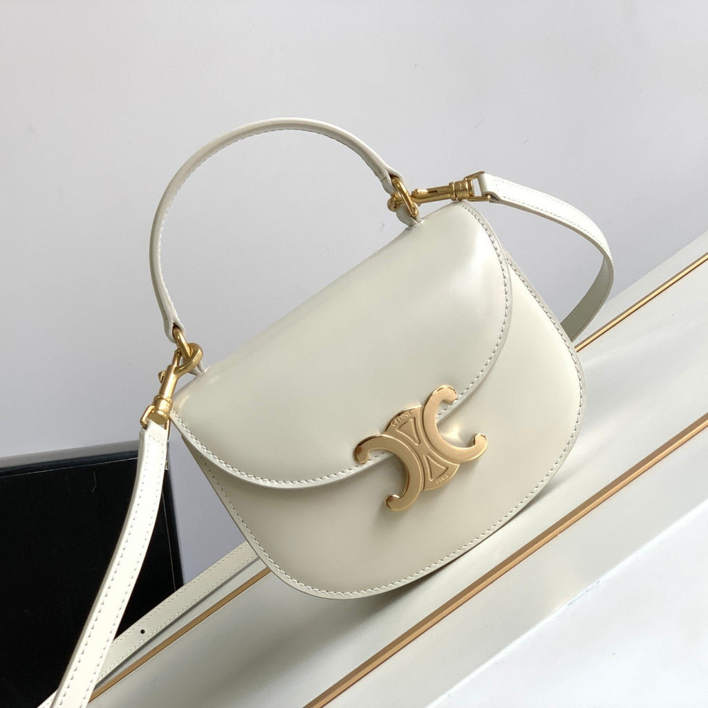 BESACE CHAÎNE ADOLESCENT TRIOMPHE 15,5 CM CUIR DE VEAU BLANC