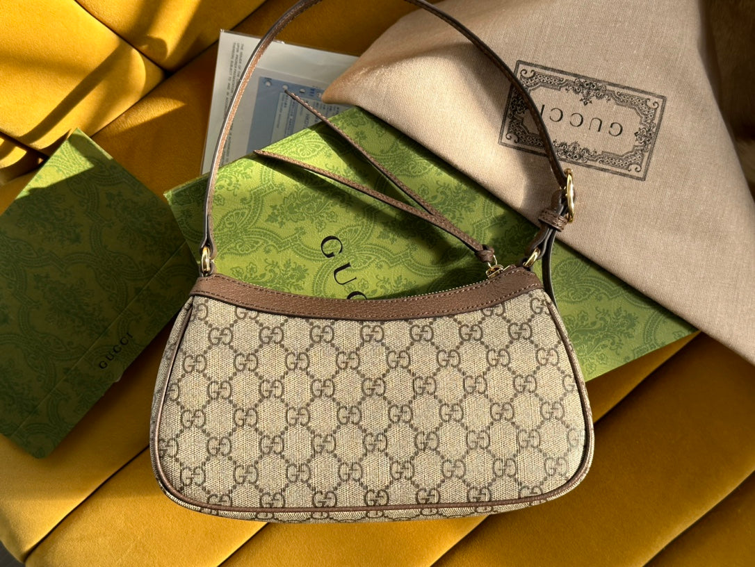 SAC À MAIN OPHIDIA GG SMALL 25 EN TOILE SUPRÊME BEIGE ET ÉBÈNE