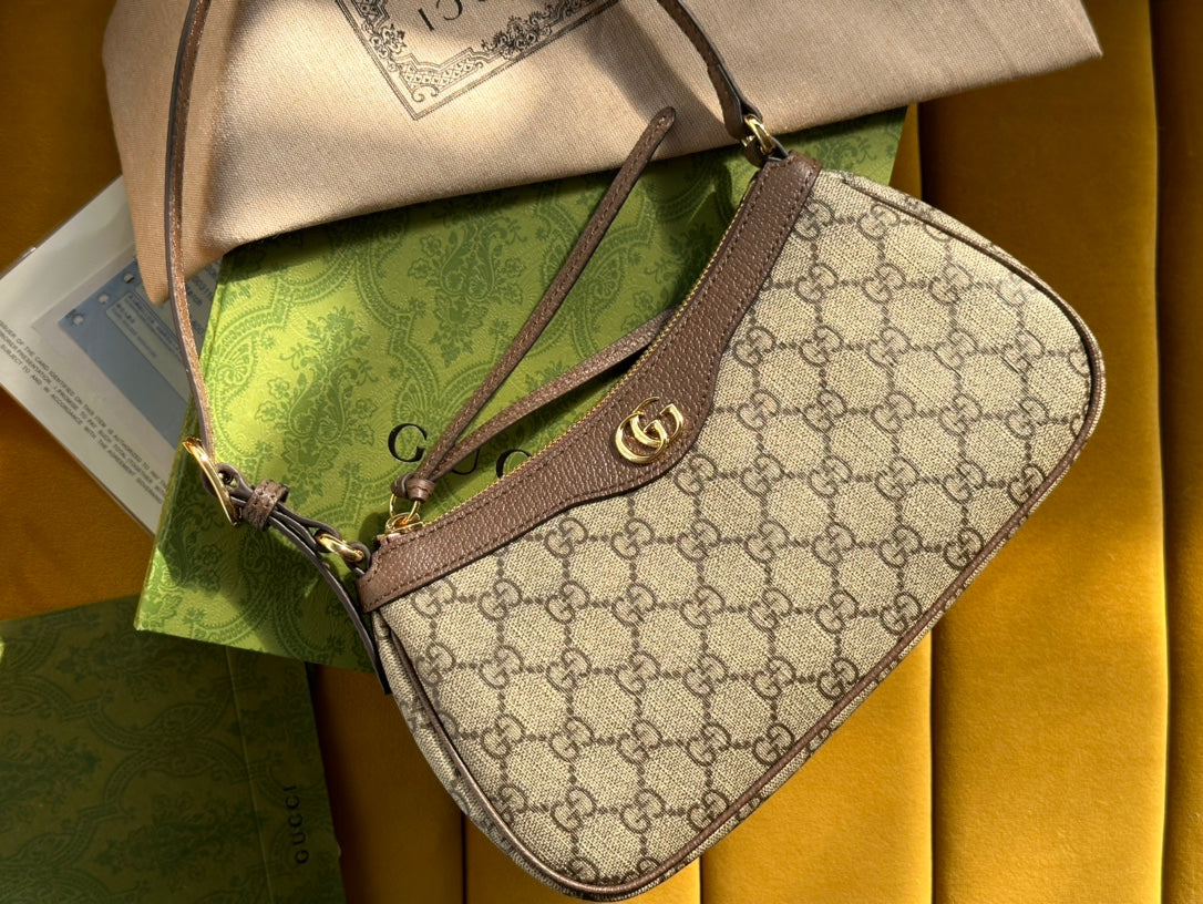 SAC À MAIN OPHIDIA GG SMALL 25 EN TOILE SUPRÊME BEIGE ET ÉBÈNE