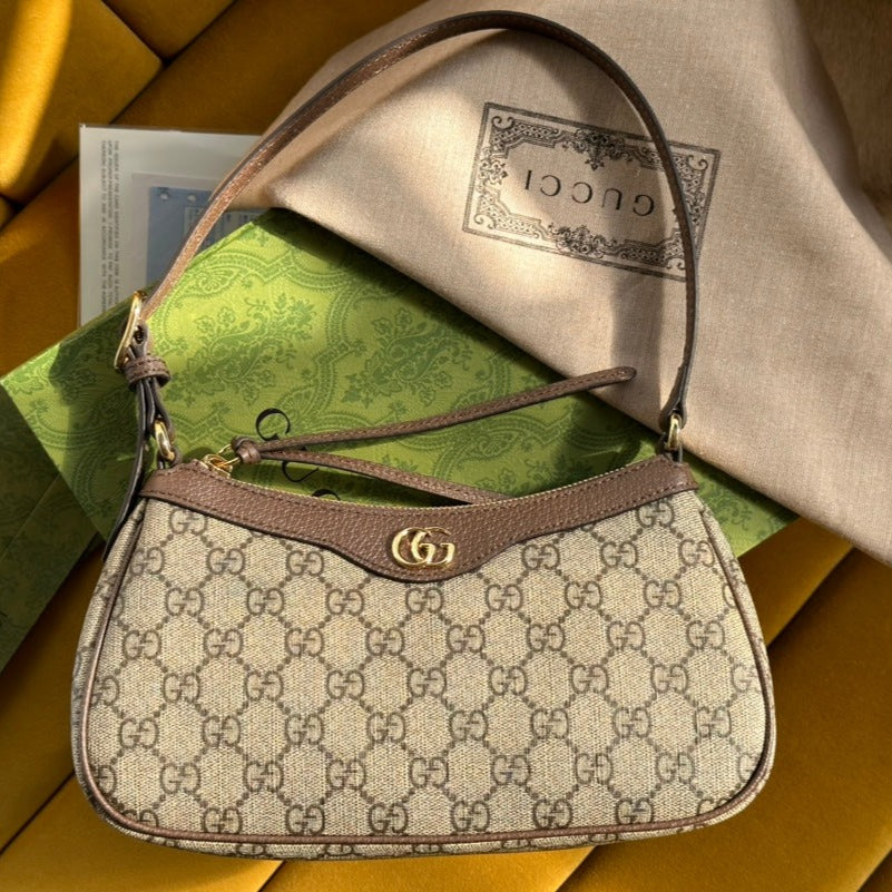 SAC À MAIN OPHIDIA GG SMALL 25 EN TOILE SUPRÊME BEIGE ET ÉBÈNE