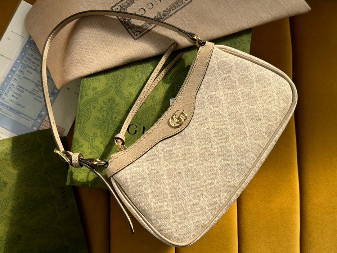 SAC À MAIN OPHIDIA GG PETIT 25 EN TOILE SUPREME BEIGE ET BLANC