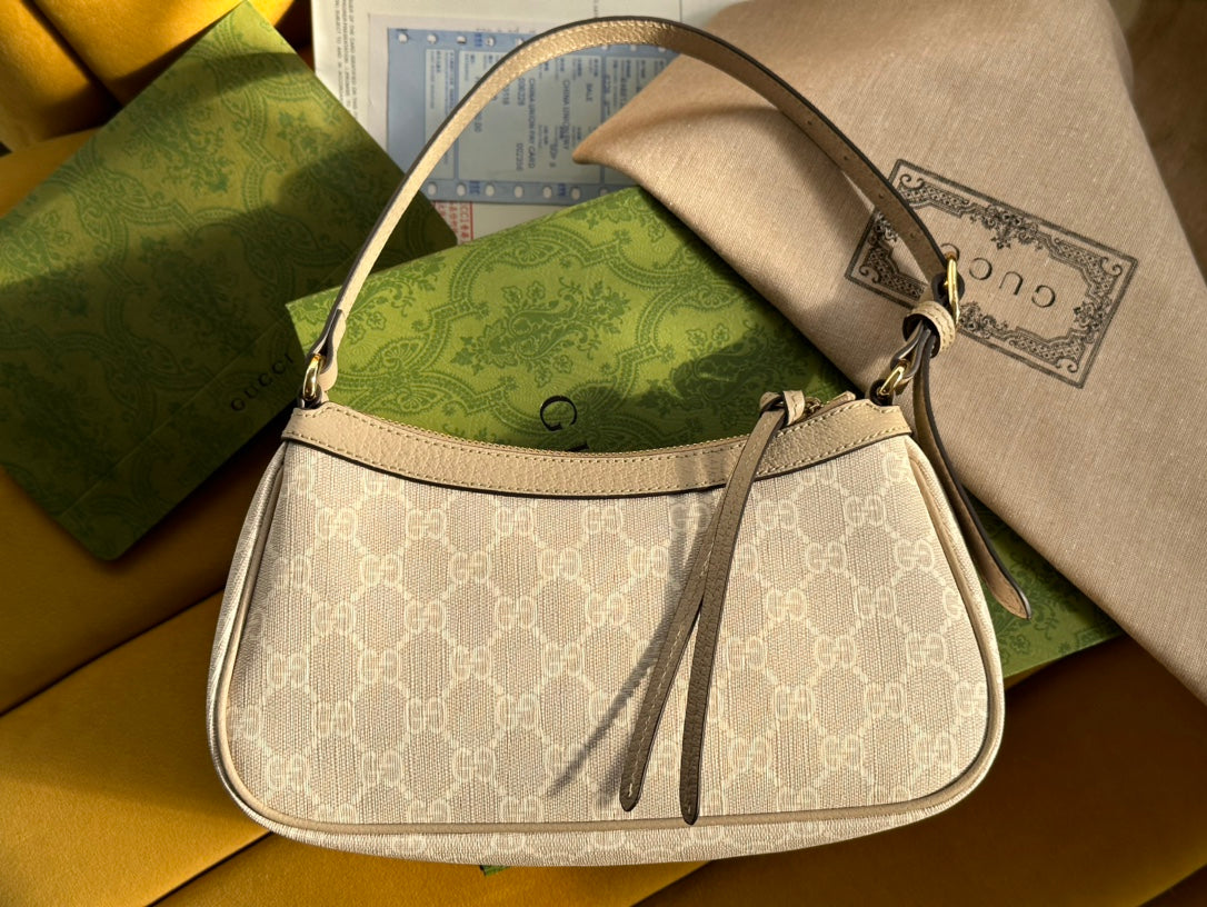 SAC À MAIN OPHIDIA GG PETIT 25 EN TOILE SUPREME BEIGE ET BLANC