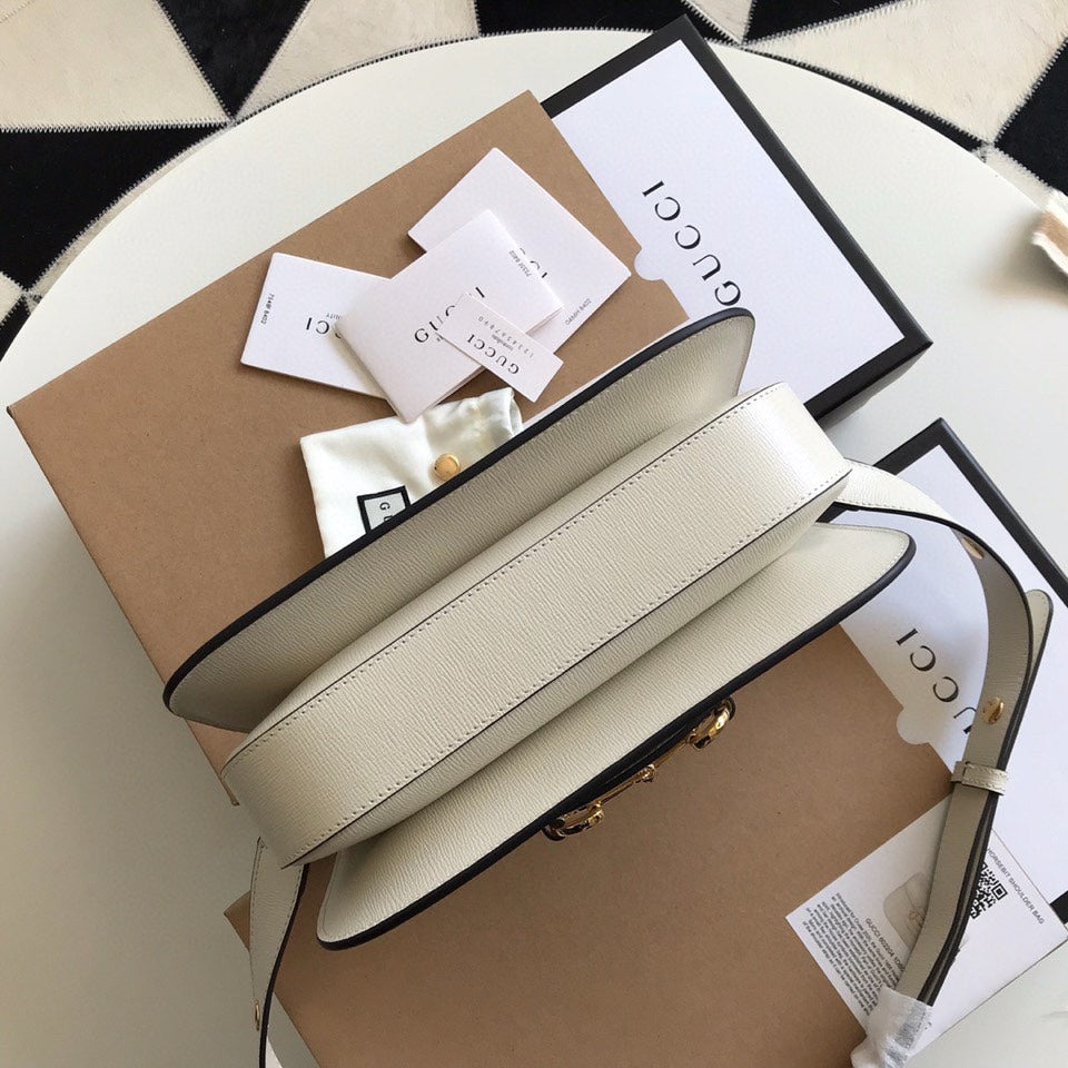 MINI SAC GG HORSEBIT 1955 25 EN CUIR DE VEAU BLANC
