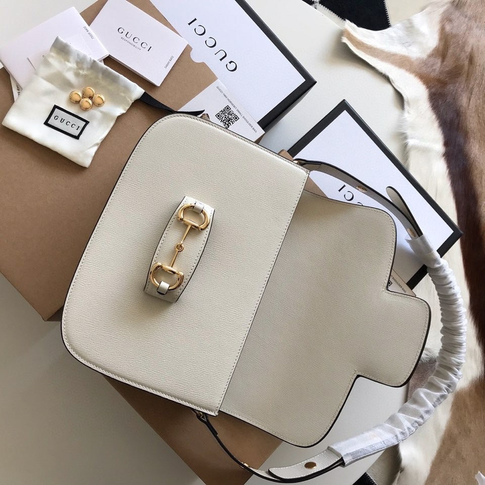 MINI SAC GG HORSEBIT 1955 25 EN CUIR DE VEAU BLANC