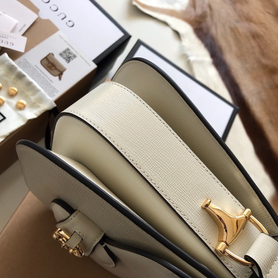 MINI SAC GG HORSEBIT 1955 25 EN CUIR DE VEAU BLANC
