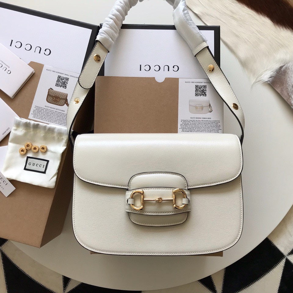MINI SAC GG HORSEBIT 1955 25 EN CUIR DE VEAU BLANC
