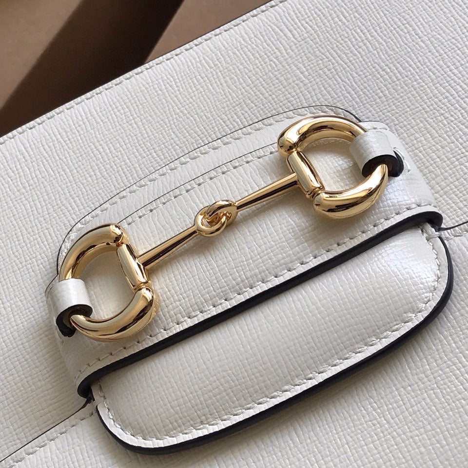MINI SAC GG HORSEBIT 1955 25 EN CUIR DE VEAU BLANC