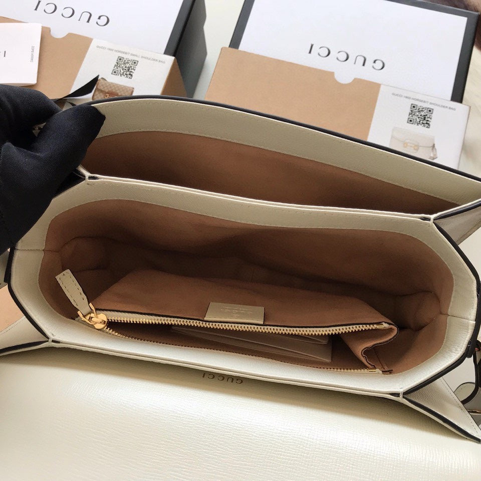 MINI SAC GG HORSEBIT 1955 25 EN CUIR DE VEAU BLANC