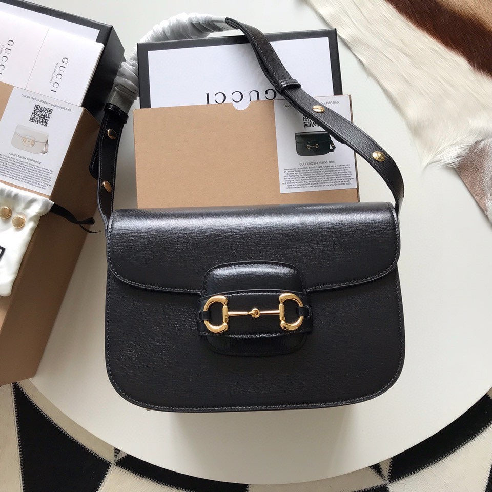 MINI SAC GG HORSEBIT 1955 25 EN CUIR DE VEAU NOIR