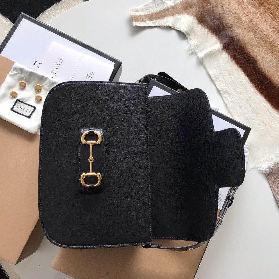 MINI SAC GG HORSEBIT 1955 25 EN CUIR DE VEAU NOIR