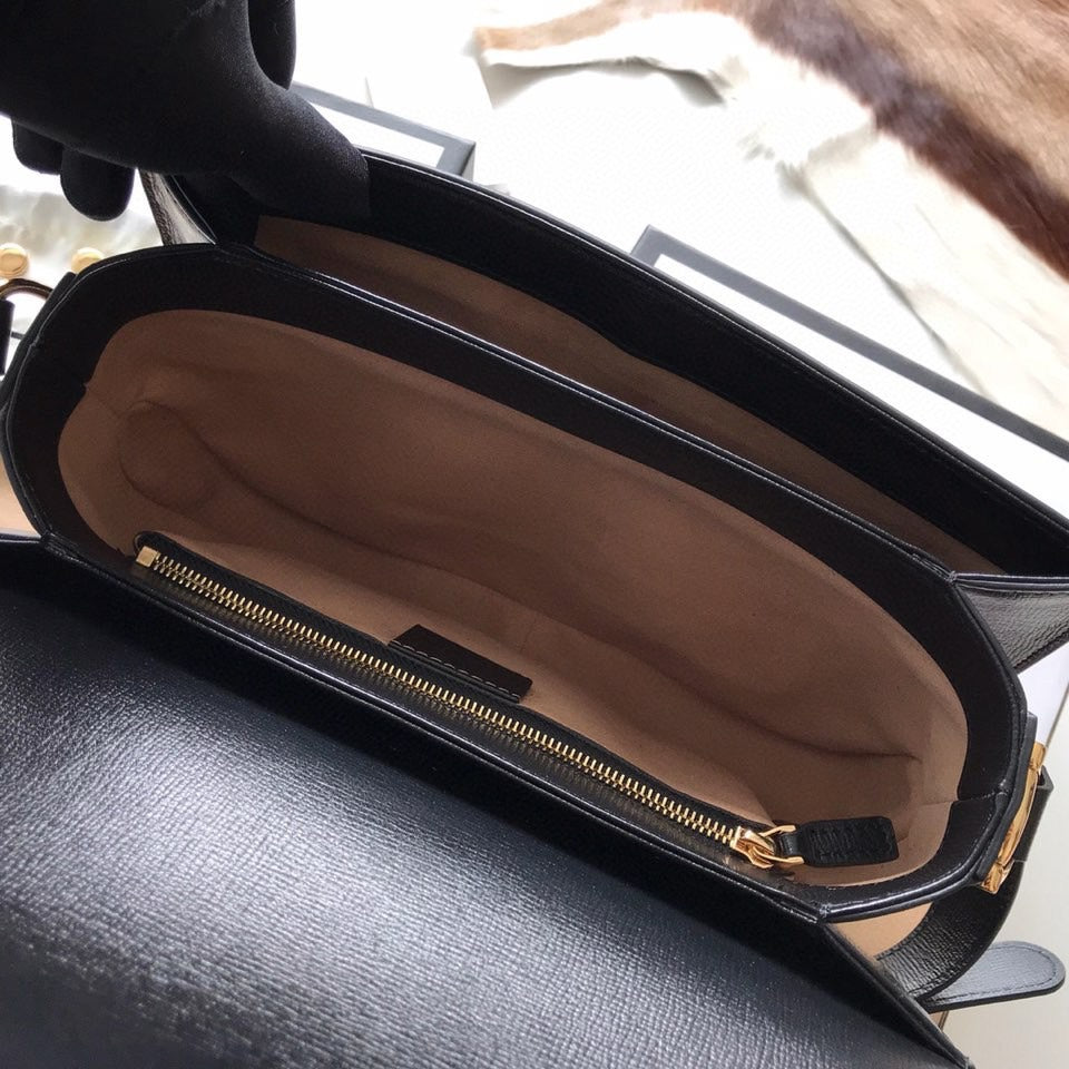 MINI SAC GG HORSEBIT 1955 25 EN CUIR DE VEAU NOIR