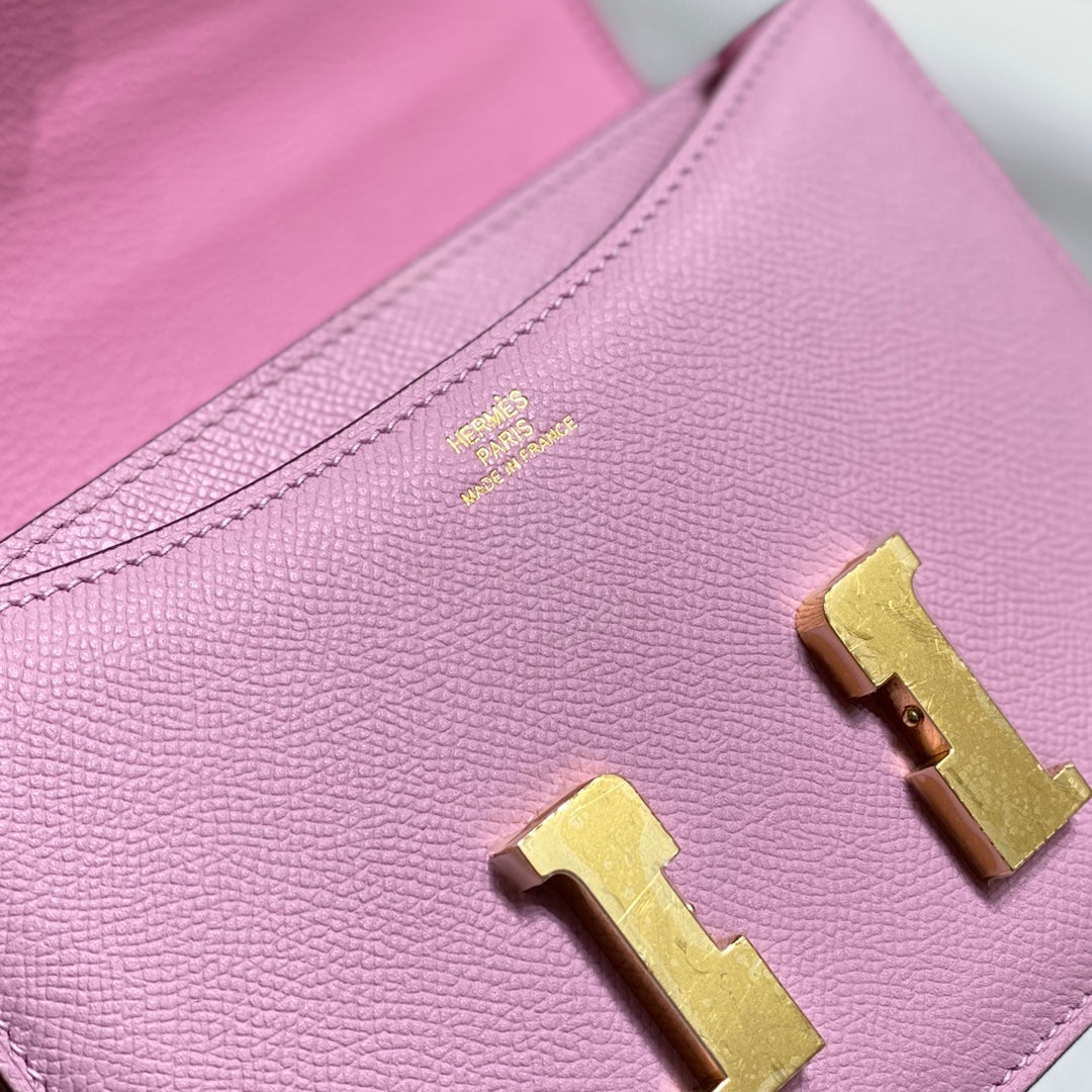 CONSTANCE 24 CUIR EPSOM ROSE QUINCAILLERIE DORÉ