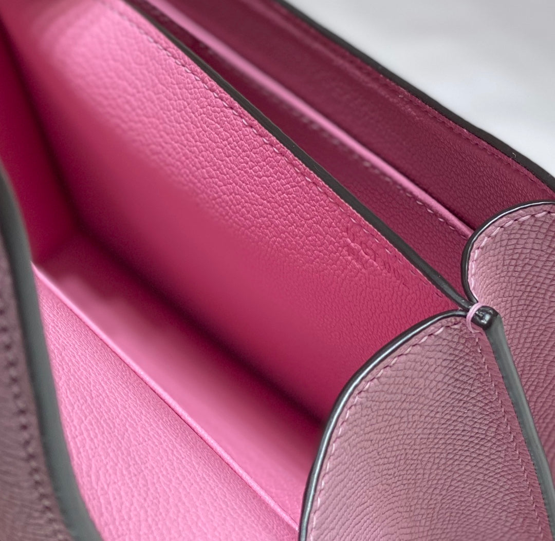 CONSTANCE 24 CUIR EPSOM ROSE QUINCAILLERIE DORÉ