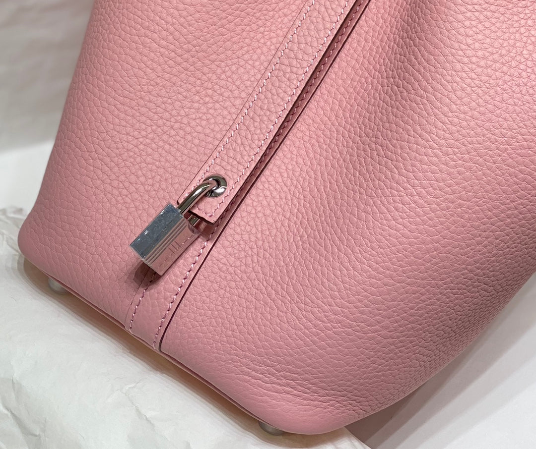 HM PICOTIN LOCK 18 CUIR TOGO ROSE