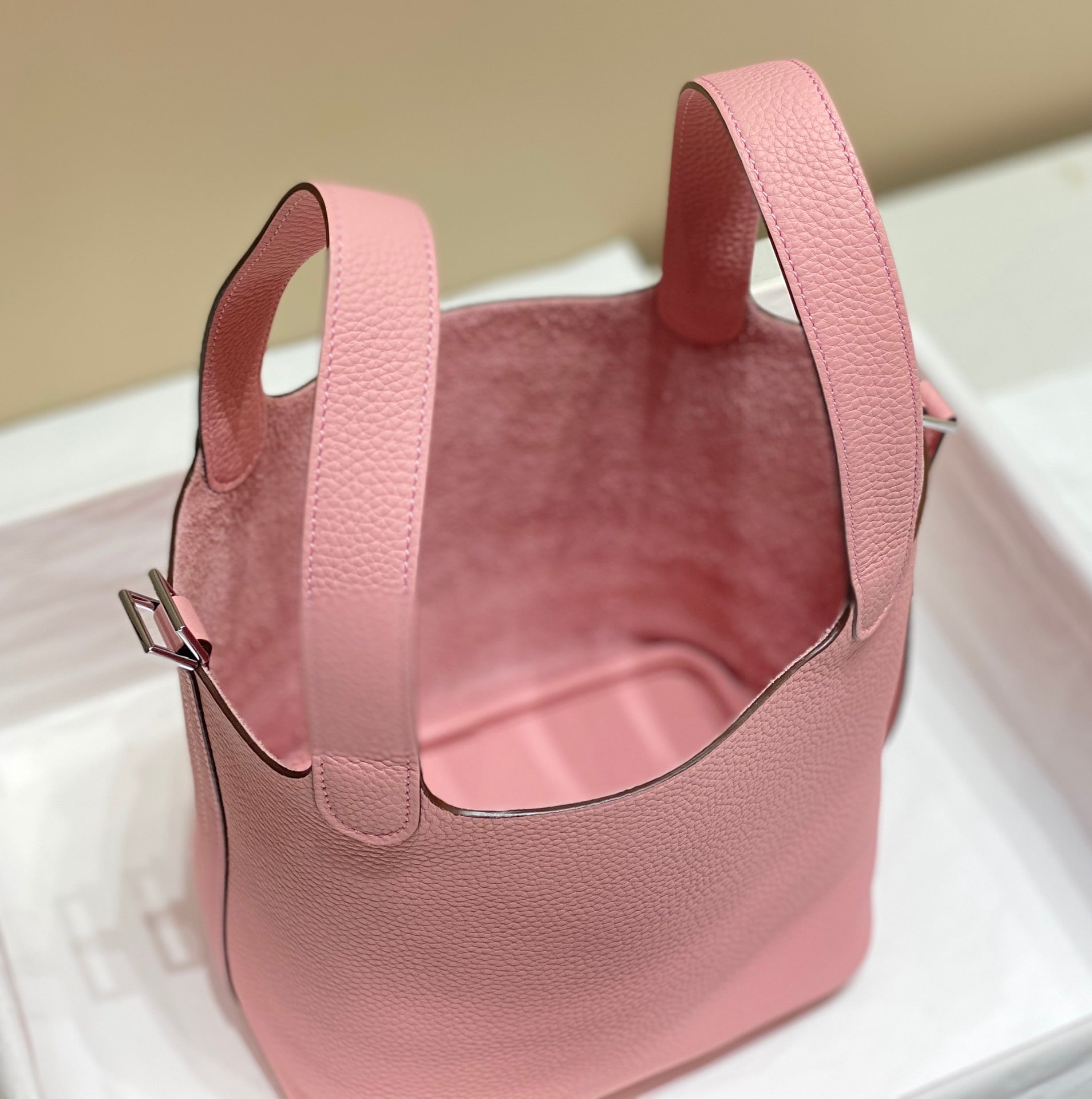 HM PICOTIN LOCK 18 CUIR TOGO ROSE