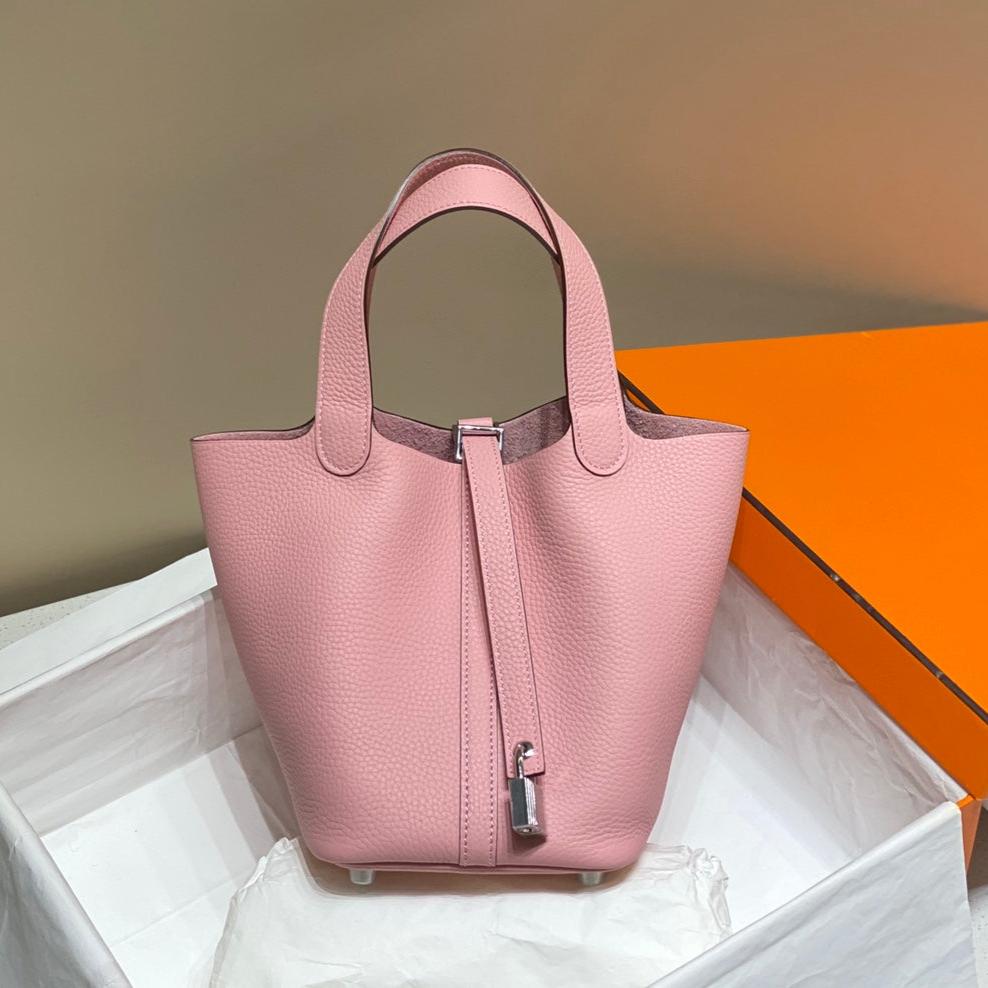 HM PICOTIN LOCK 18 CUIR TOGO ROSE