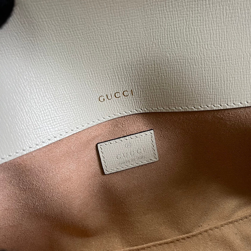 SAC GG HORSEBIT 1955 24 EN TOILE BEIGE ET CUIR DE VEAU BLANC