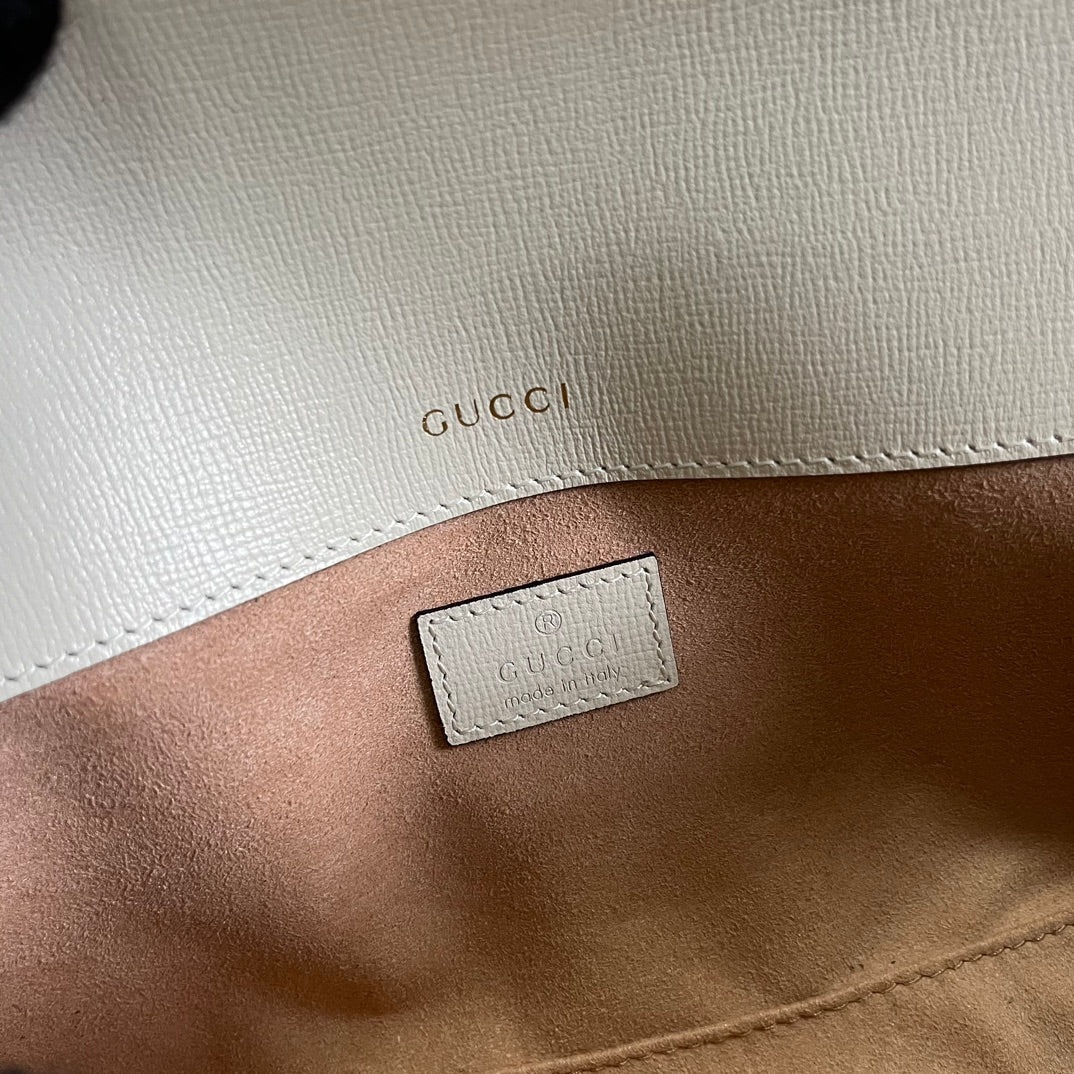 SAC GG HORSEBIT 1955 24 EN TOILE BEIGE ET CUIR DE VEAU BLANC