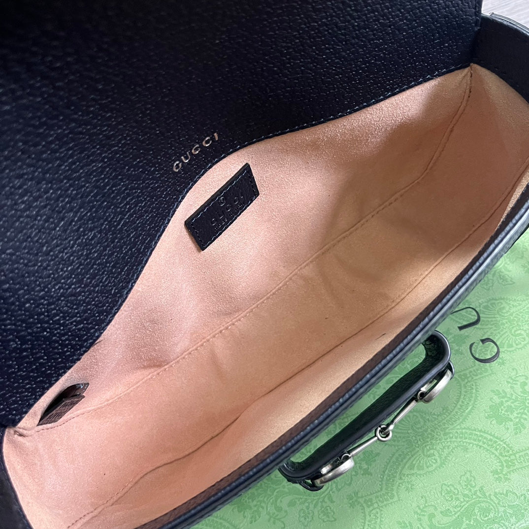 SAC GG HORSEBIT 1955 24 EN TOILE BEIGE ET CUIR DE VEAU NOIR