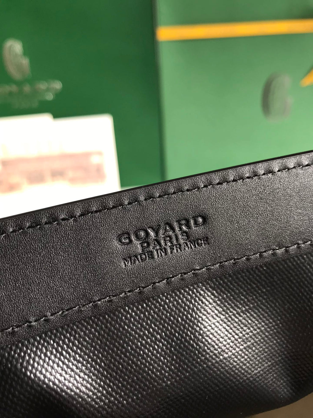 SAC BELLECHASSE BIAUDE PM 36 EN TOILE GOYARDINE NOIRE ET GARNITURES EN CUIR DE VEAU