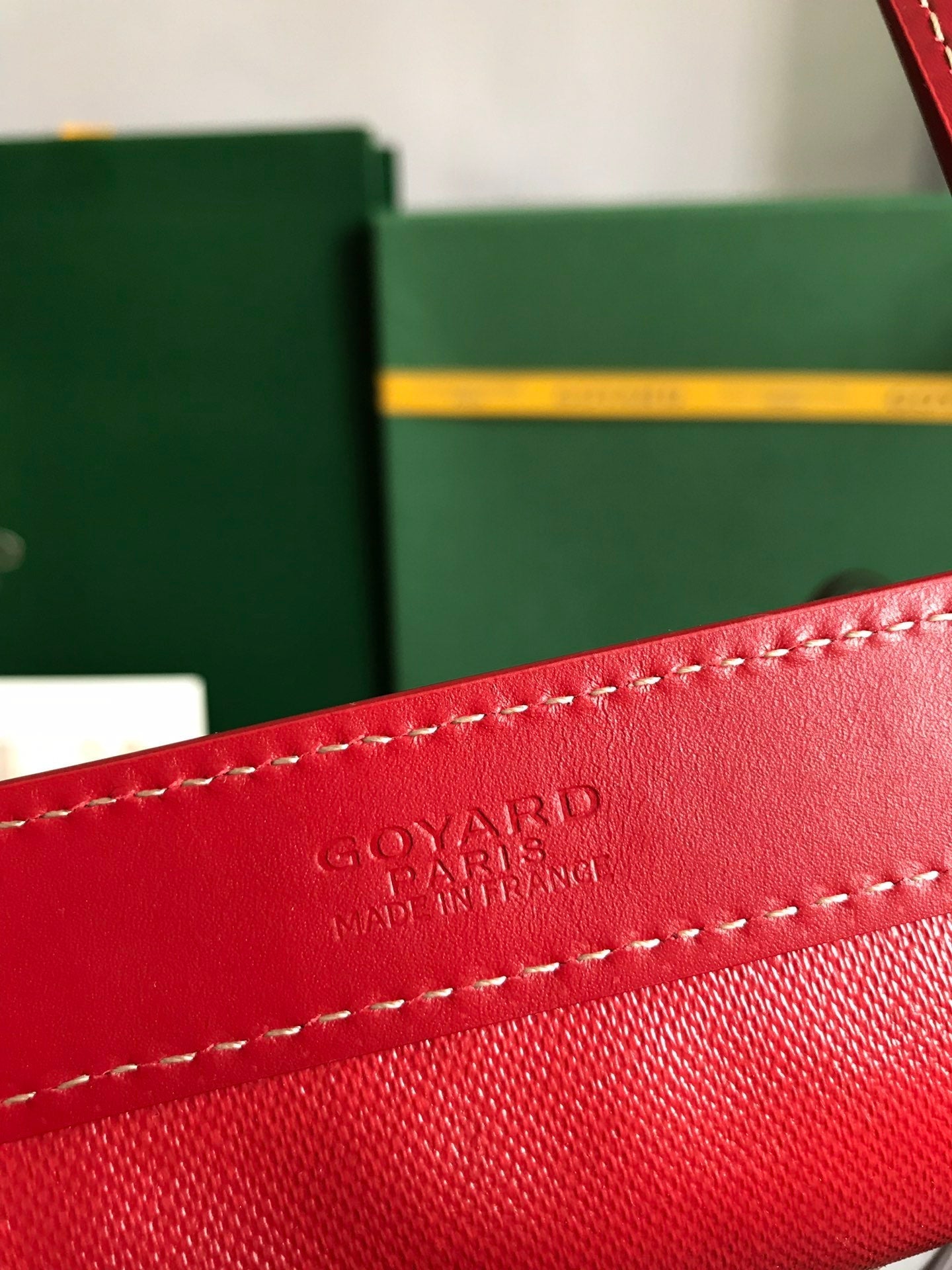 SAC BELLECHASSE BIAUDE PM 36 EN TOILE GOYARDINE ROUGE CLASSIQUE ET GARNITURES EN CUIR DE VEAU