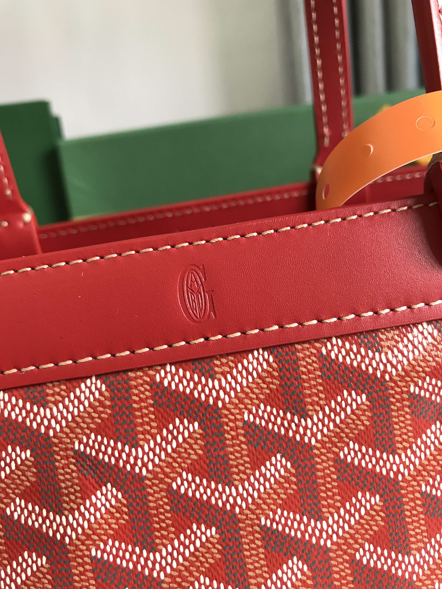 SAC BELLECHASSE BIAUDE PM 36 EN TOILE GOYARDINE ROUGE CLASSIQUE ET GARNITURES EN CUIR DE VEAU