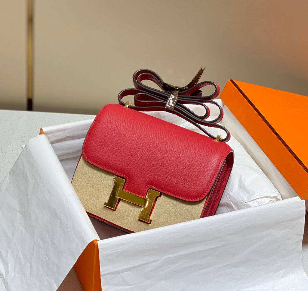 CONSTANCE 24 RED EPSOM LEATHER GOLD HARDWARE