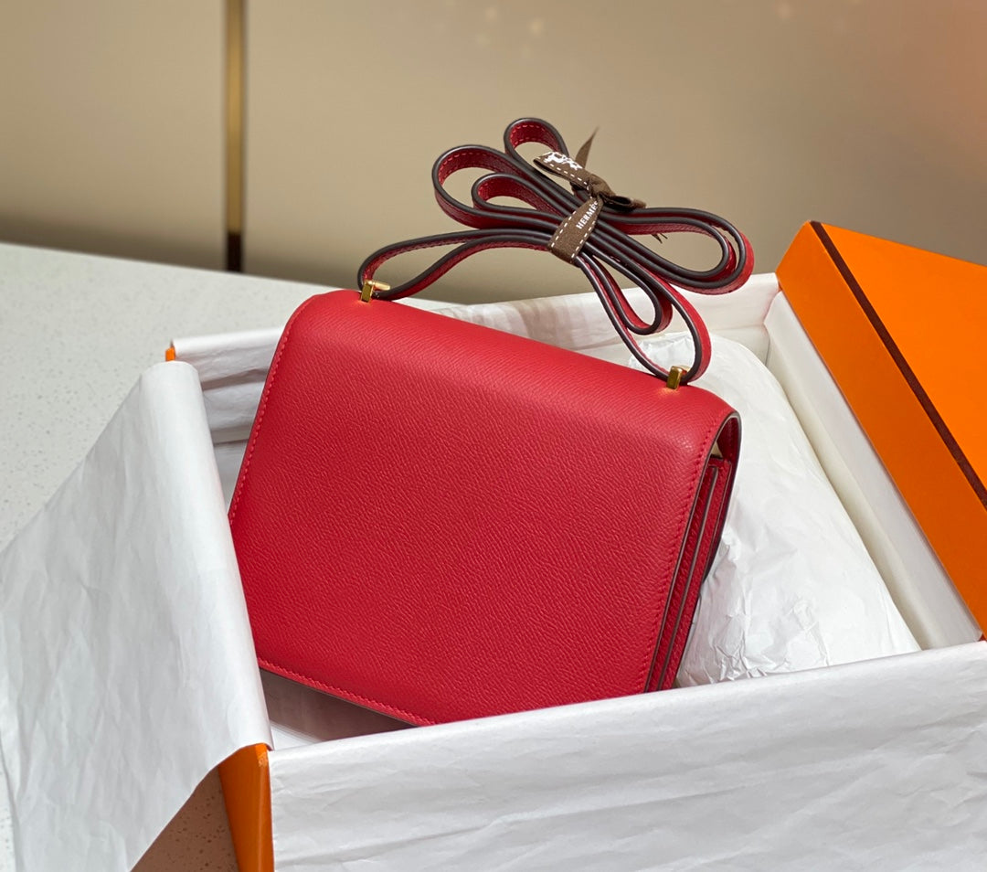 CONSTANCE 24 RED EPSOM LEATHER GOLD HARDWARE
