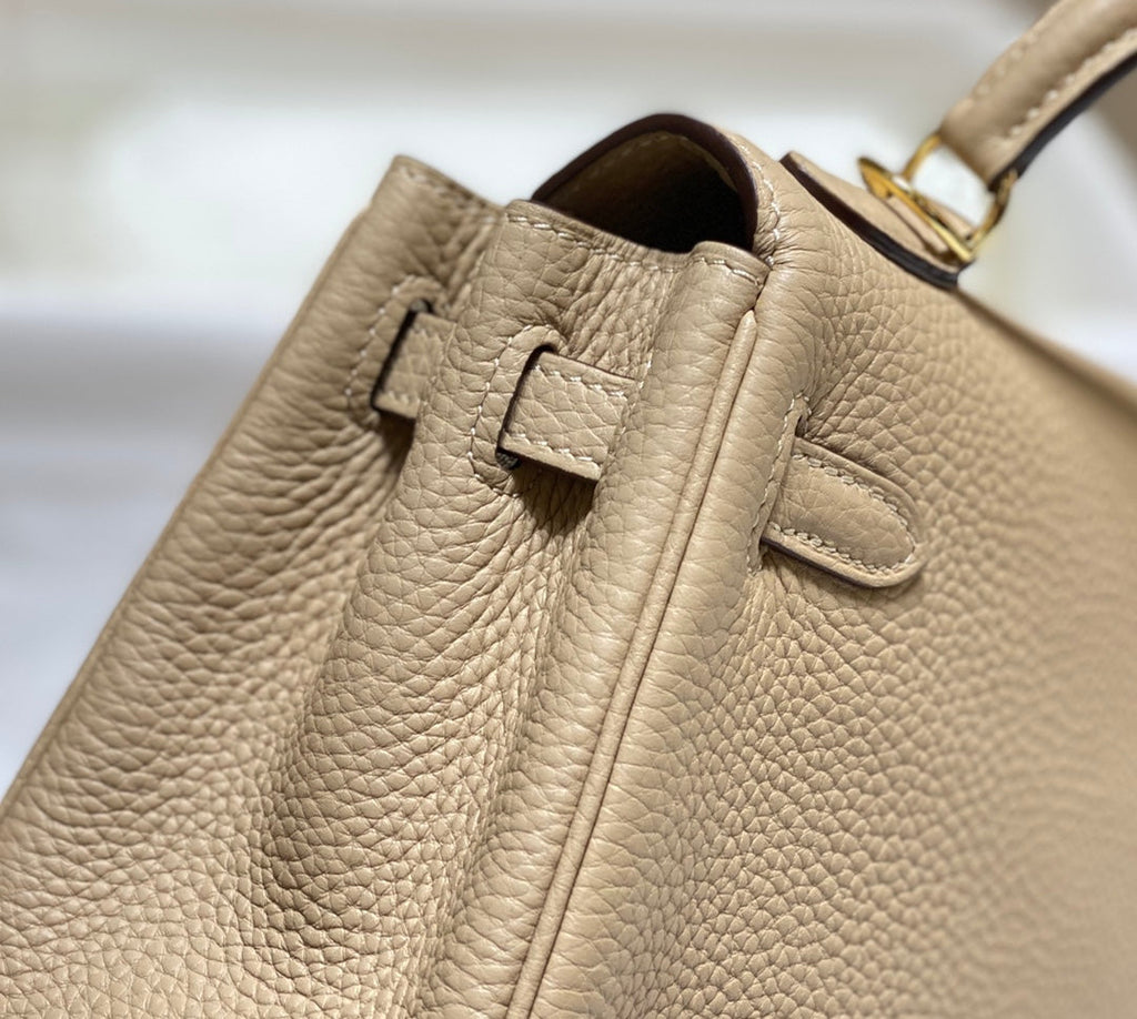 HM MINI KELLY 20CM CUIR TOGO BEIGE QUINCAILLERIE DORÉ