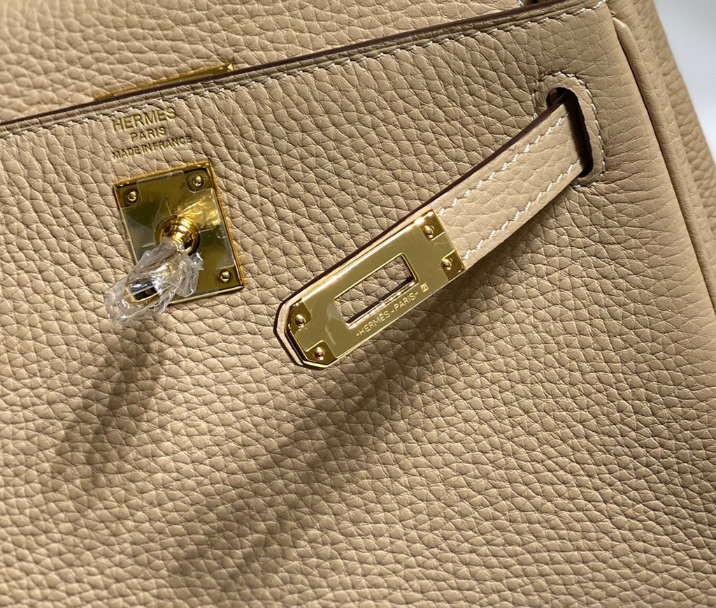 HM MINI KELLY 20CM CUIR TOGO BEIGE QUINCAILLERIE DORÉ