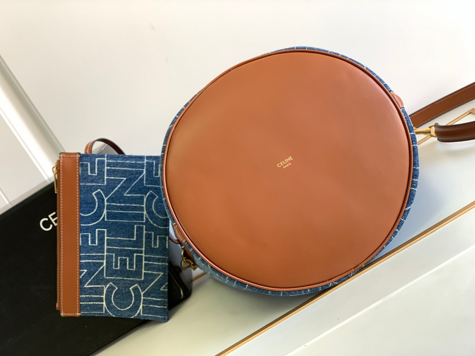 SAC SEAU 25 EN JEAN IMPRIMÉ BLEU MARINE