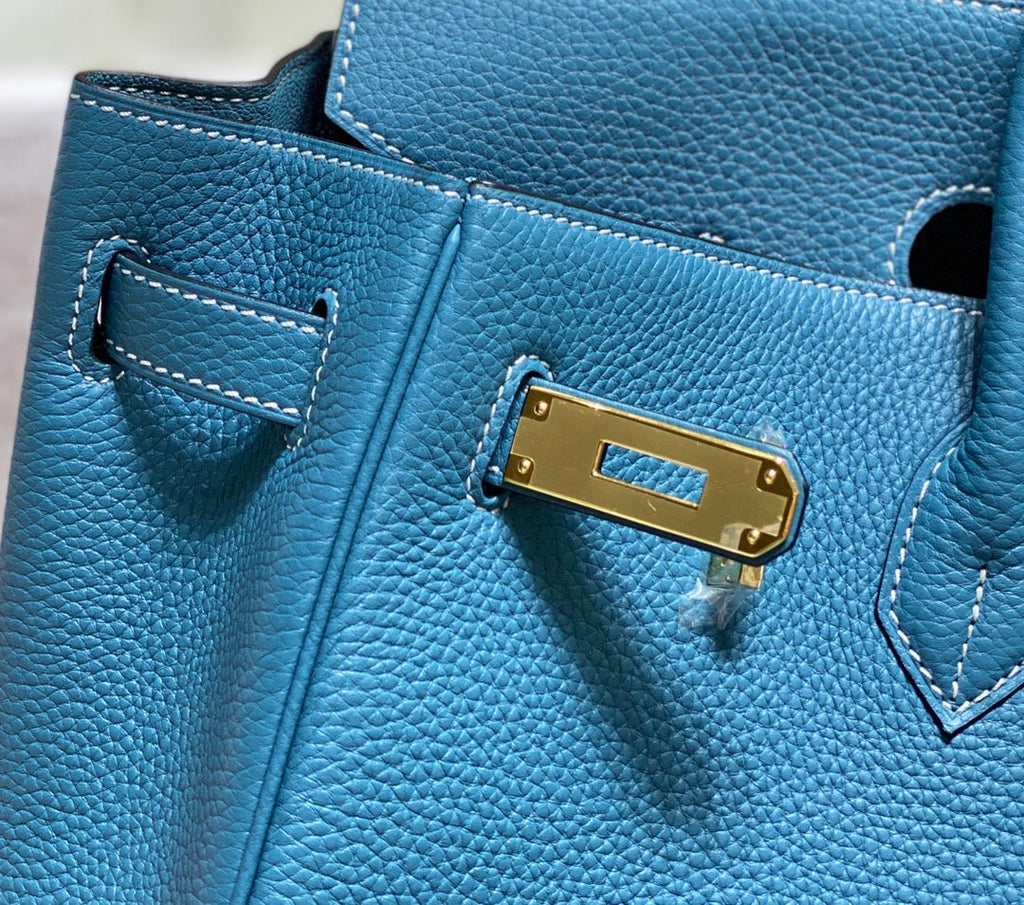 SAC HM BIRKIN 35 CM CÉRULÉEN TOGO QUINCAILLERIE DORÉE