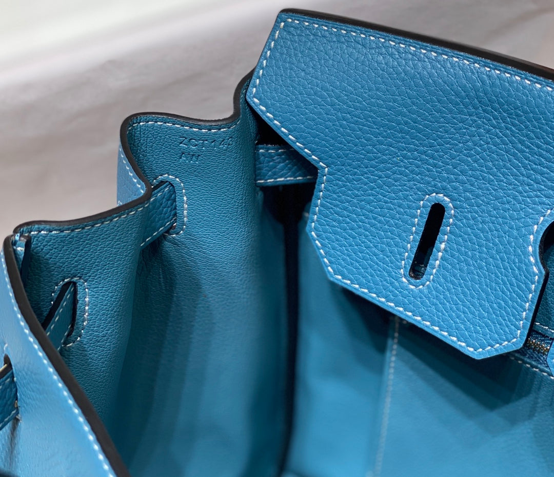 SAC HM BIRKIN 35 CM CÉRULÉEN TOGO QUINCAILLERIE DORÉE