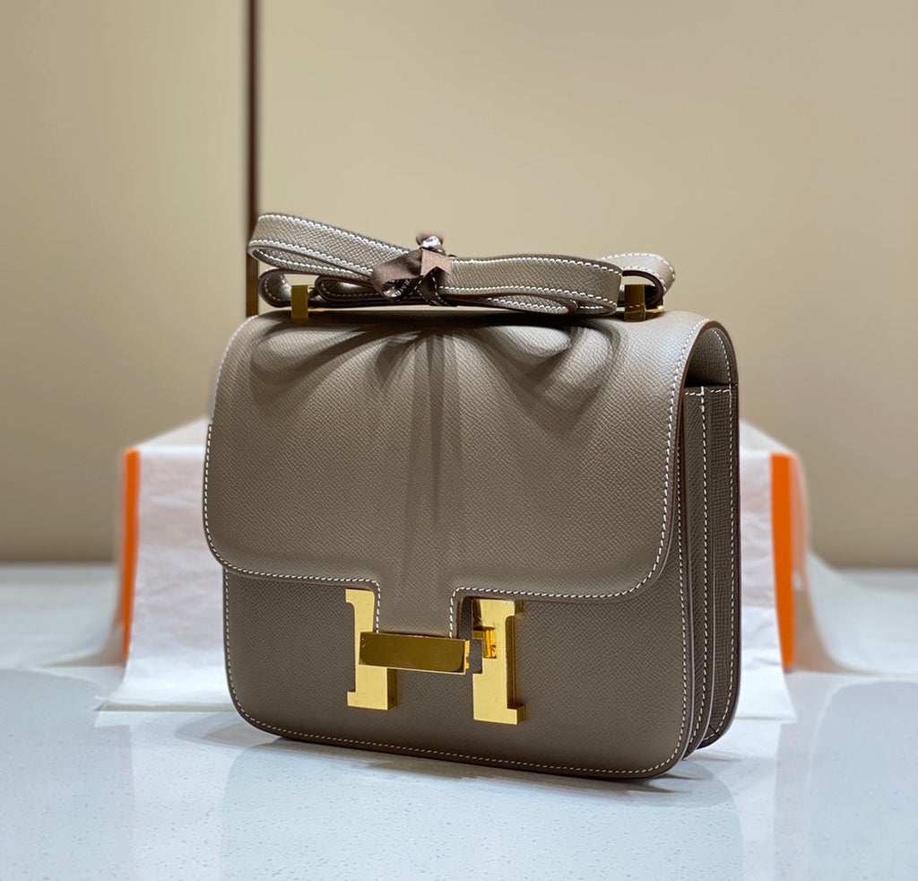CONSTANCE 24 ETOUPE EPSOM LEATHER GOLD HARDWARE