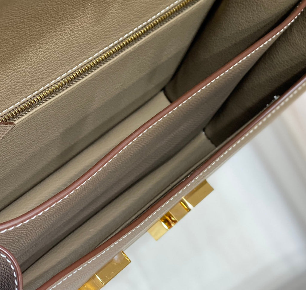CONSTANCE 24 ETOUPE EPSOM LEATHER GOLD HARDWARE