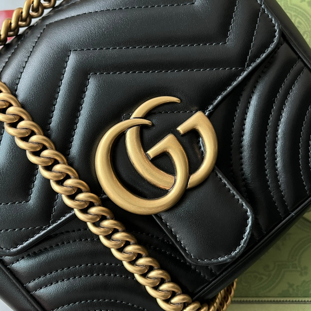 GG MARMONT MINI 18CM CUIR DE VEAU NOIR QUINCAILLERIE DORÉ