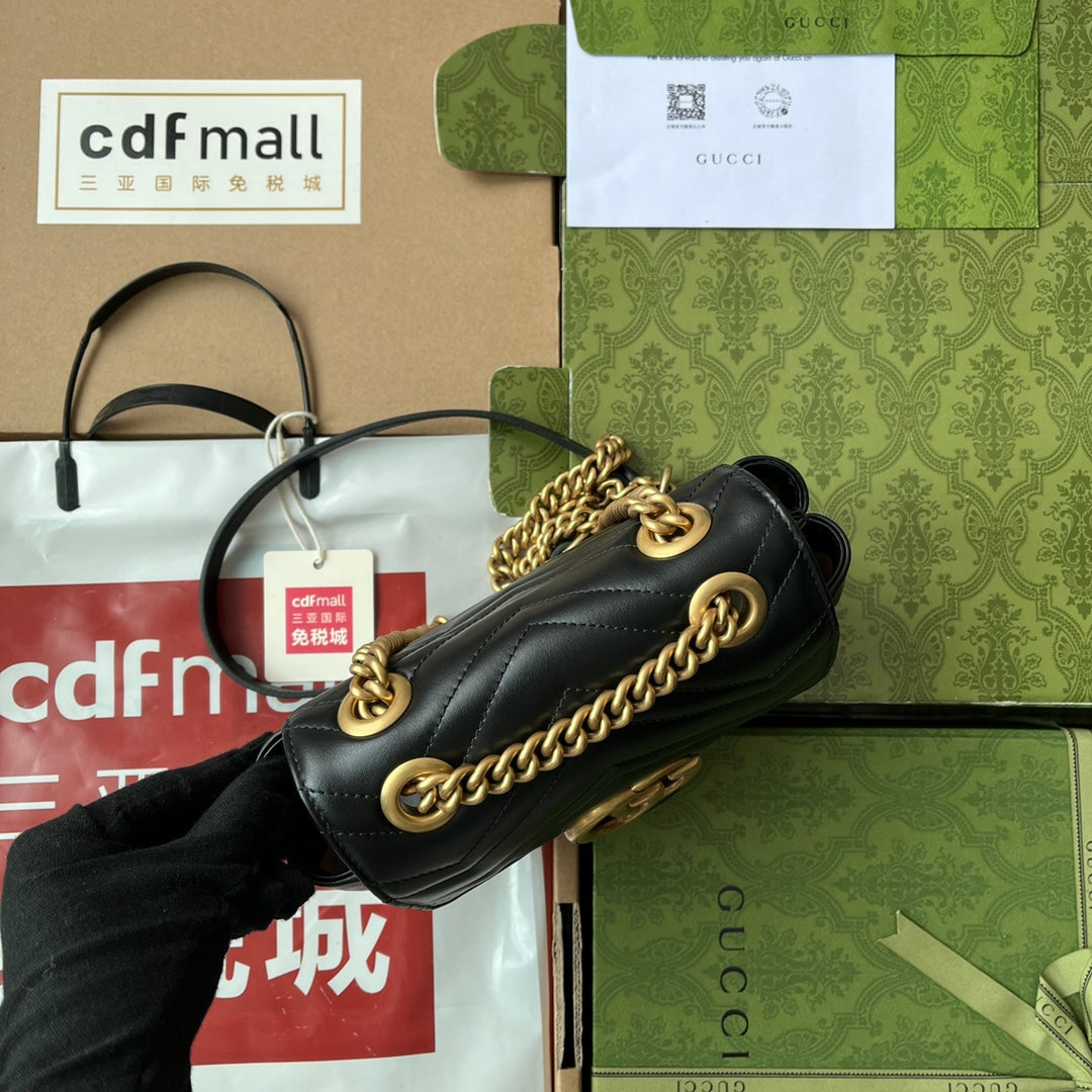 GG MARMONT MINI 18CM CUIR DE VEAU NOIR QUINCAILLERIE DORÉ