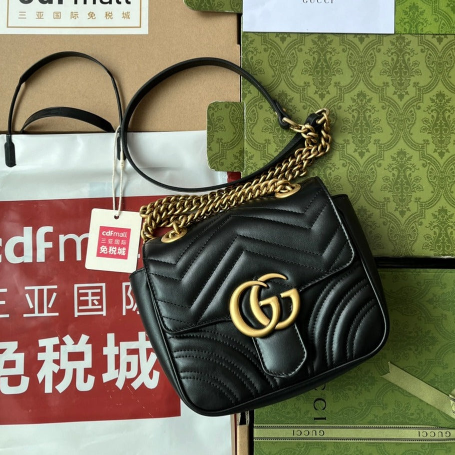 GG MARMONT MINI 18CM CUIR DE VEAU NOIR QUINCAILLERIE DORÉ