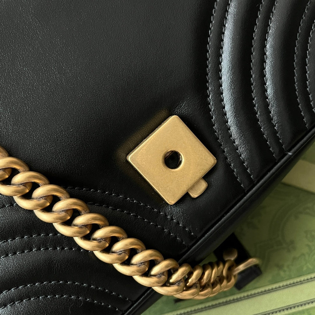 GG MARMONT MINI 18CM CUIR DE VEAU NOIR QUINCAILLERIE DORÉ