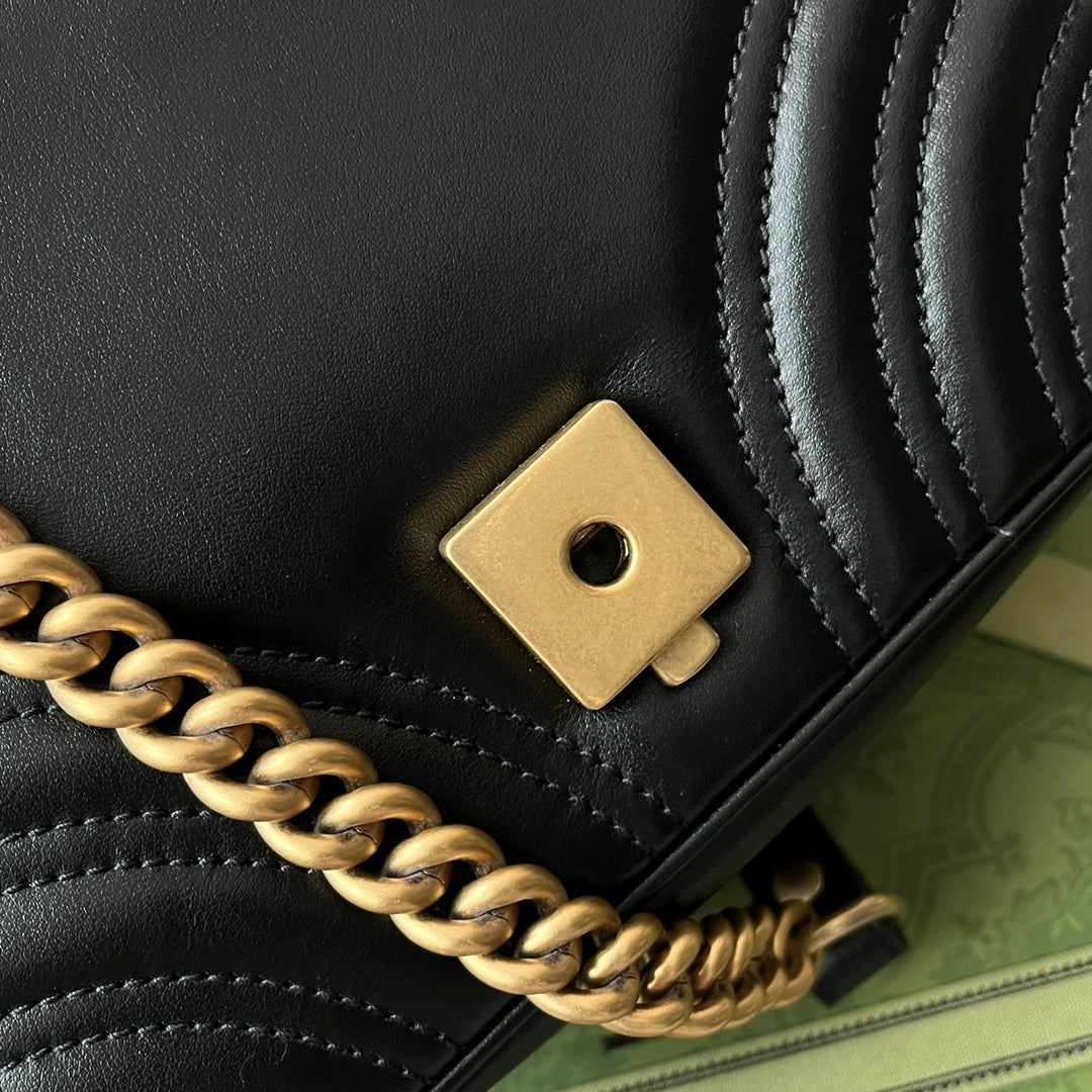 GG MARMONT MINI 18CM CUIR DE VEAU NOIR QUINCAILLERIE DORÉ