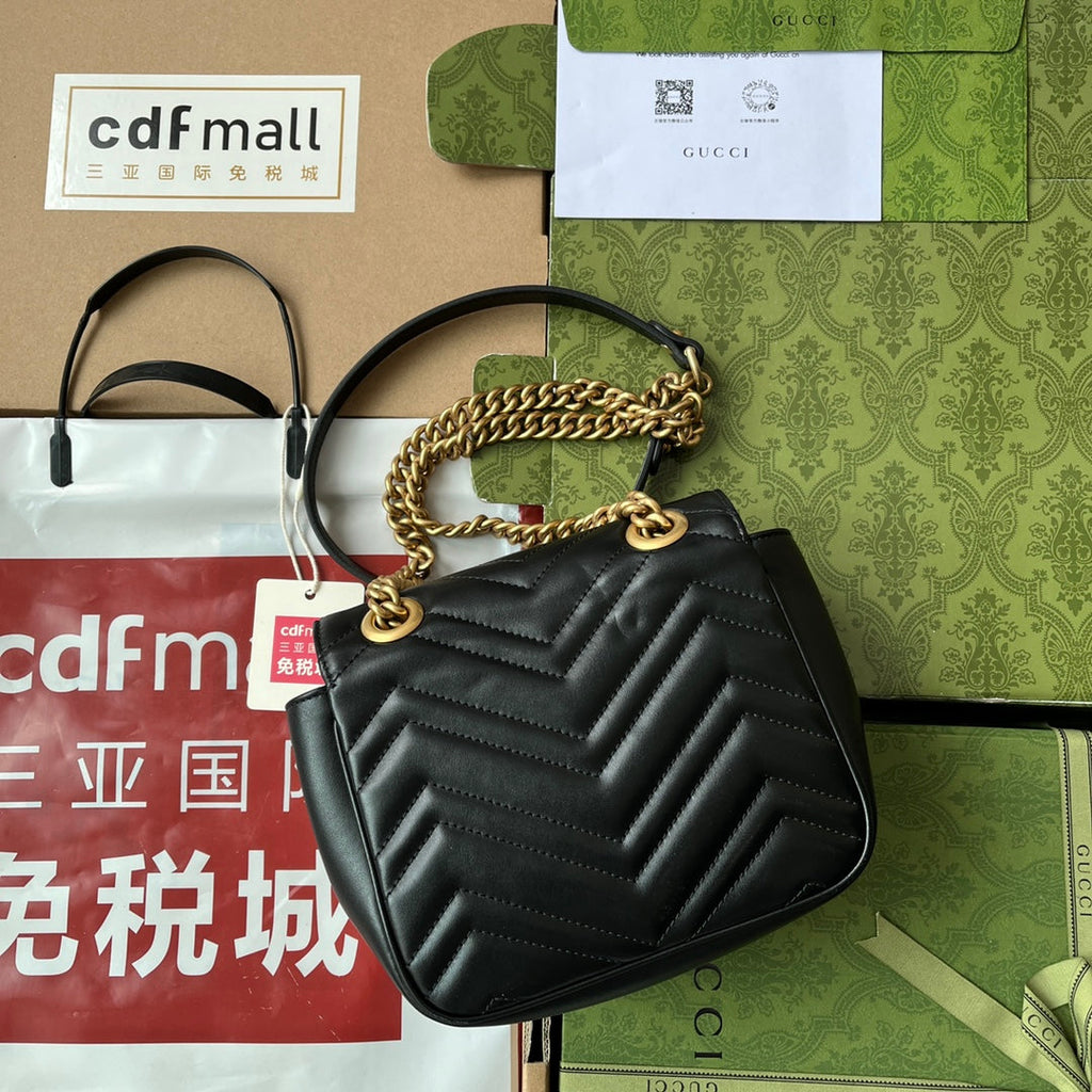 GG MARMONT MINI 18CM CUIR DE VEAU NOIR QUINCAILLERIE DORÉ