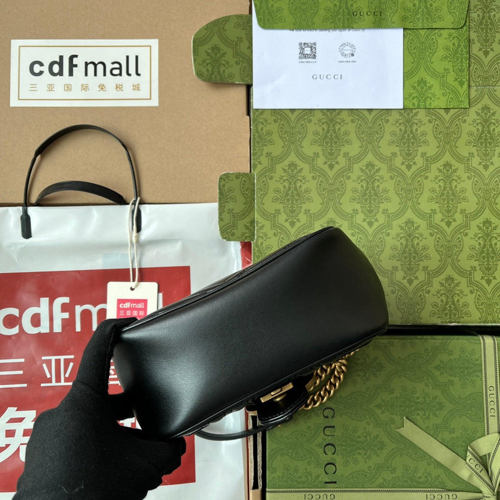GG MARMONT MINI 18CM CUIR DE VEAU NOIR QUINCAILLERIE DORÉ