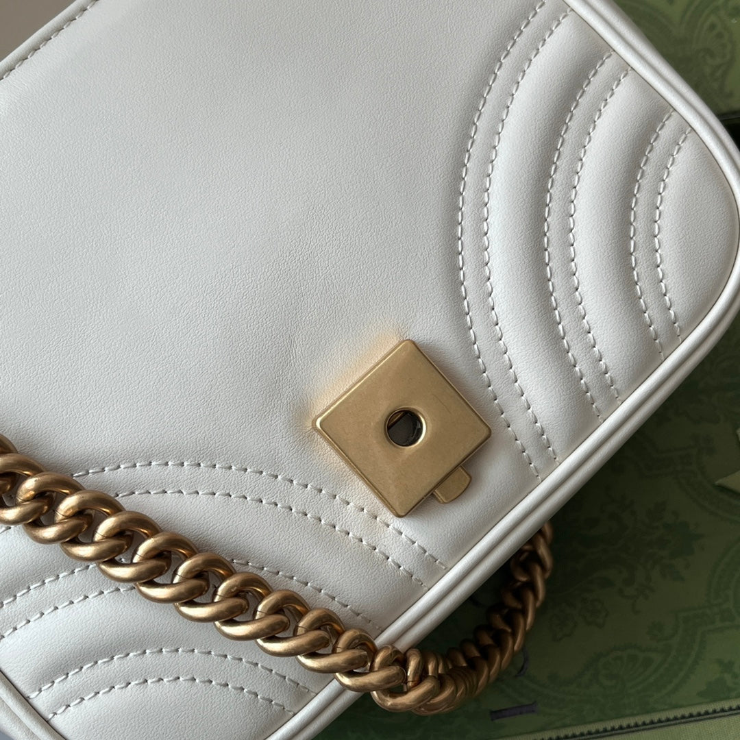 GG MARMONT MINI 18CM CUIR DE VEAU BLANC QUINCAILLERIE DORÉ