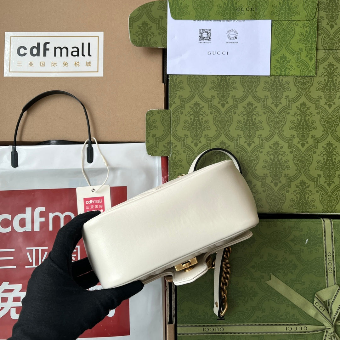 GG MARMONT MINI 18CM CUIR DE VEAU BLANC QUINCAILLERIE DORÉ
